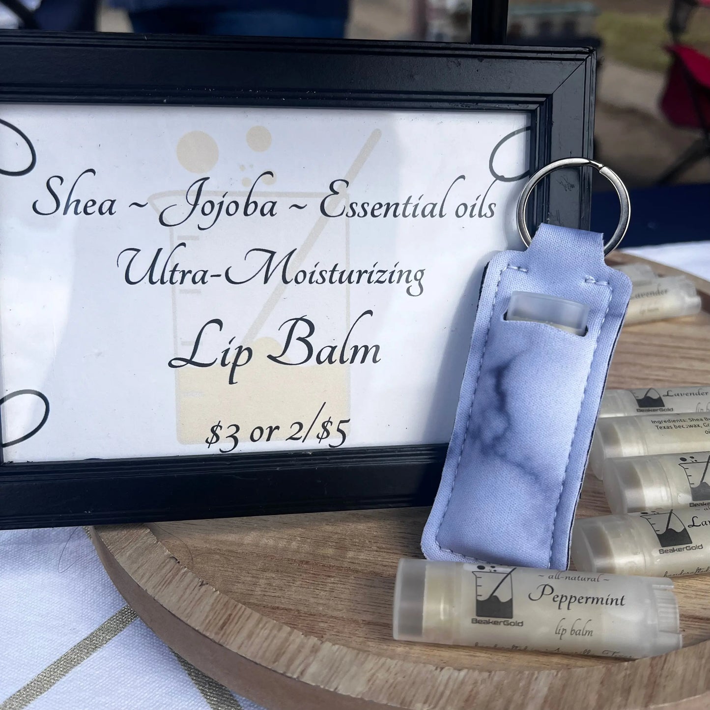 Lip balm keychain BeakerGold