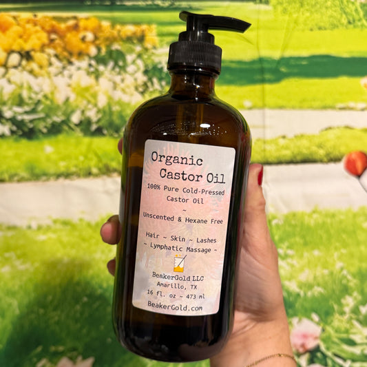 Organic Castor Oil - 16 oz- Cold-Pressed, hexane free