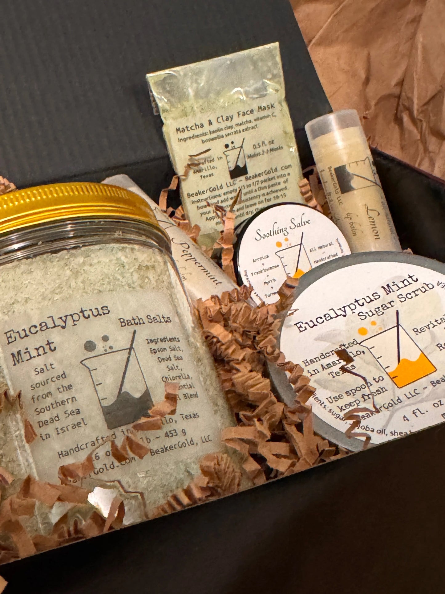 Eucalyptus Mint Spa Gift Set BeakerGold