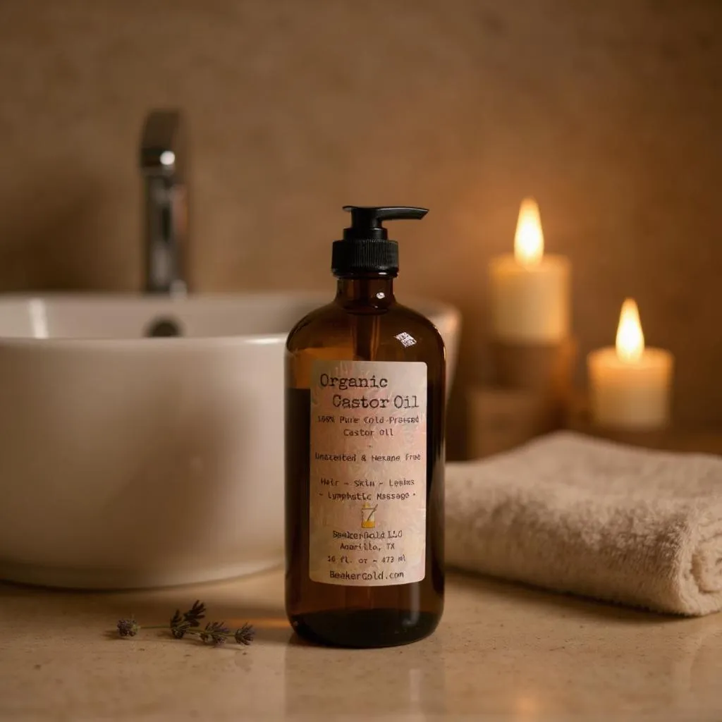 Organic Castor Oil - 16 oz- Cold-Pressed, hexane free