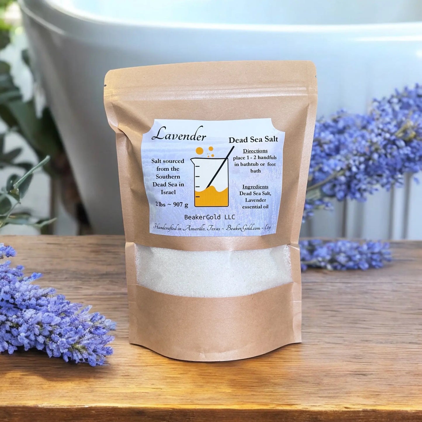 Lavender Dead Sea Salt BeakerGold