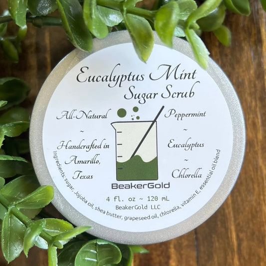 Eucalyptus Mint Sugar Scrub BeakerGold