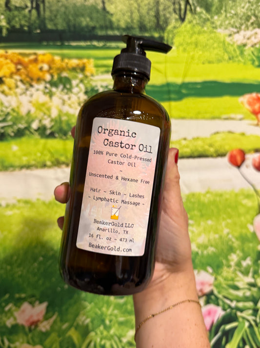 Organic Castor Oil - 16 oz- Cold-Pressed, hexane free