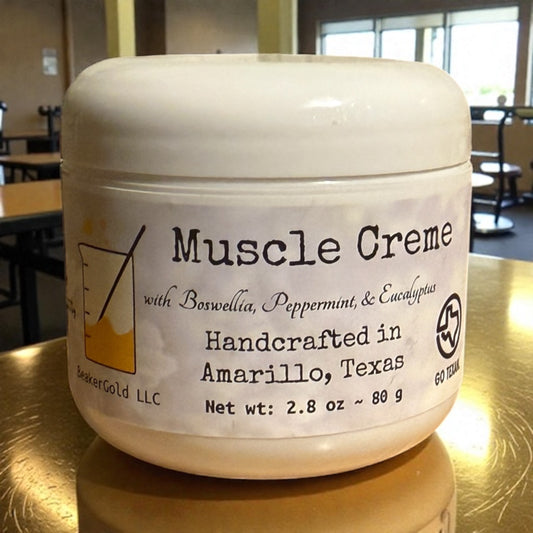 2.8 oz jar of BeakerGold Natural Botanical Muscle Crème with Lavender 
