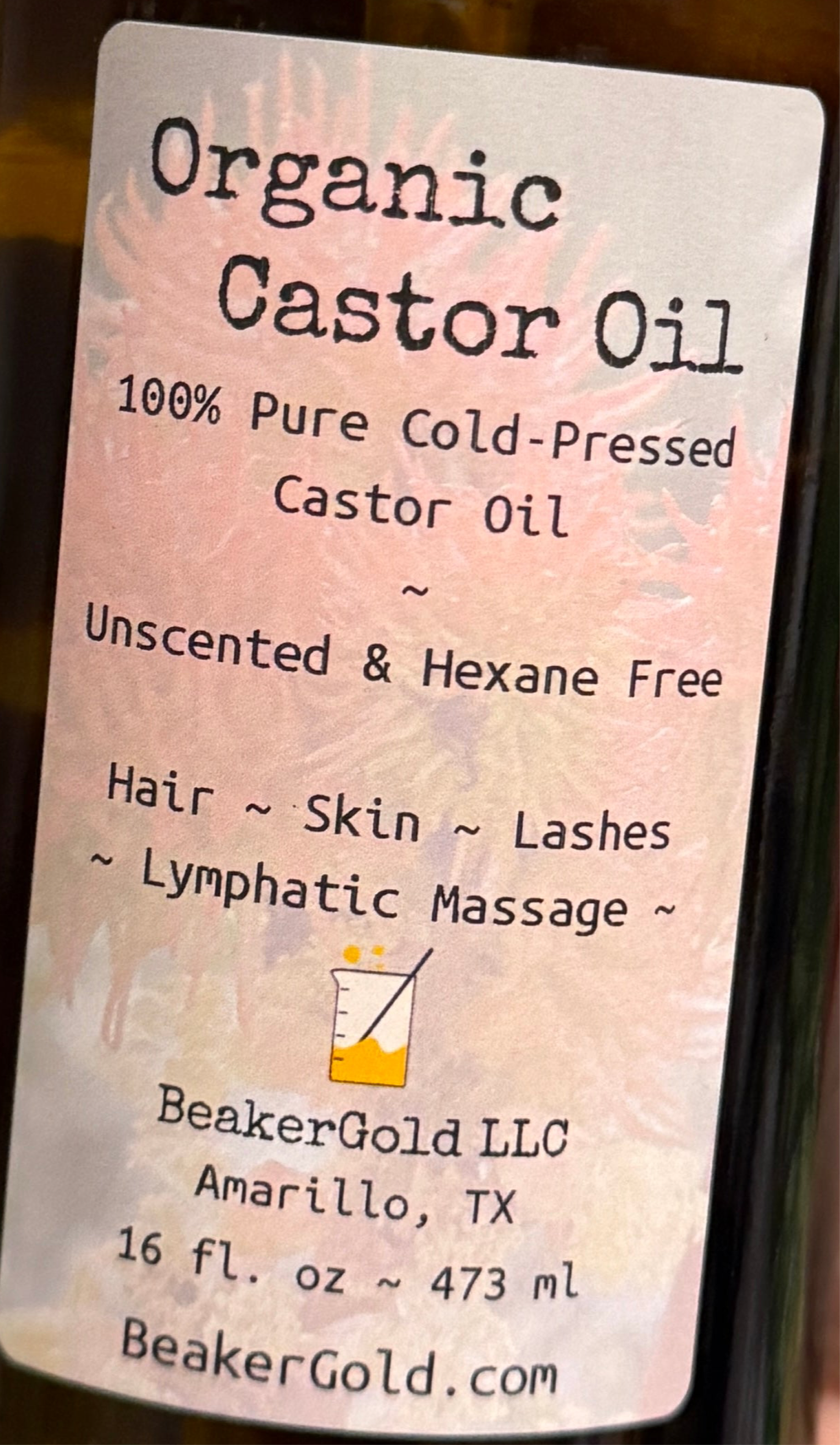 Organic Castor Oil - 16 oz- Cold-Pressed, hexane free