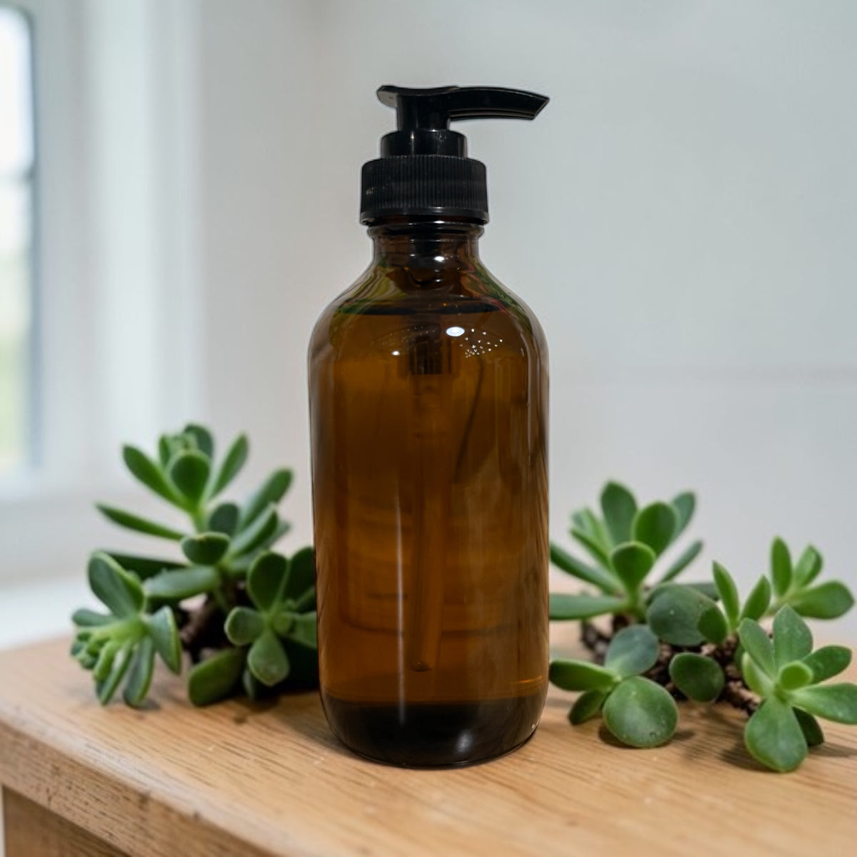 8 oz Castor oil in Amber Glass botlle with pump 