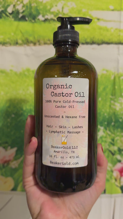 Organic Castor Oil - 16 oz- Cold-Pressed, hexane free